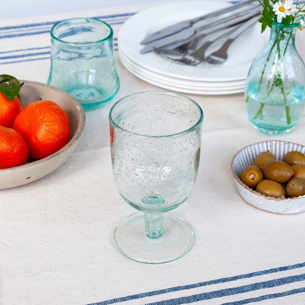 Stemmed Hand Blown Bubble Glass
