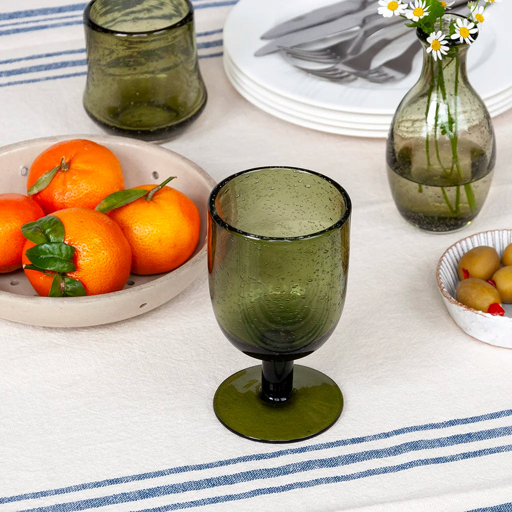 Stemmed Hand Blown Bubble Glass
