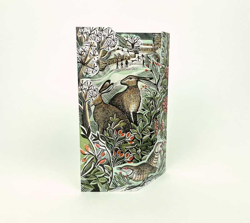 Art Angels Watching Hares 3D Card