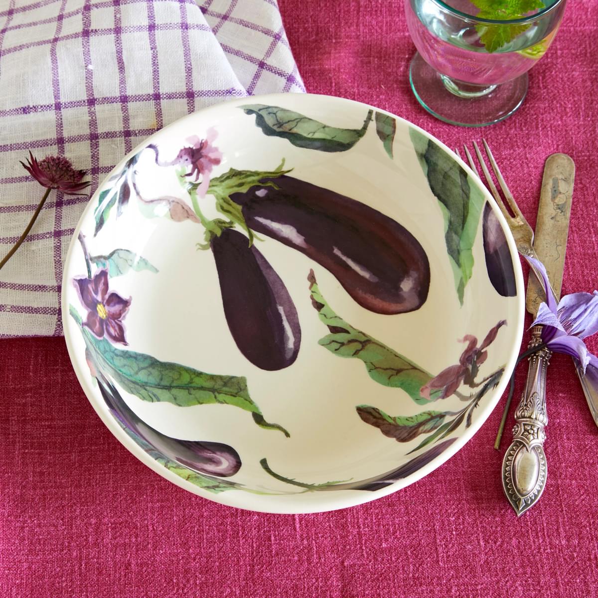 Emma Bridgewater: Vegetable Garden Aubergine & Flowers Pasta Bowl