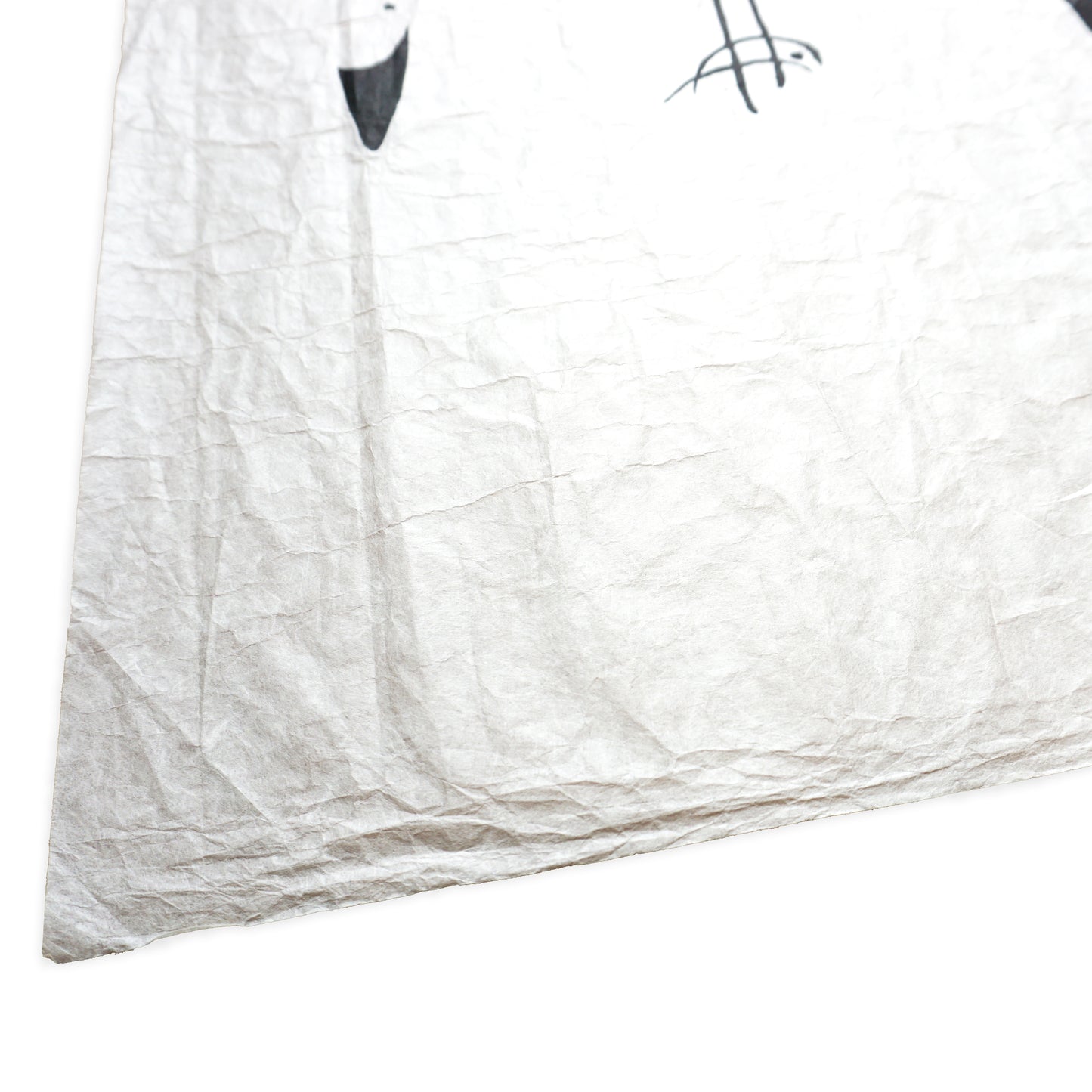 White washi paper with black text and design on a white background