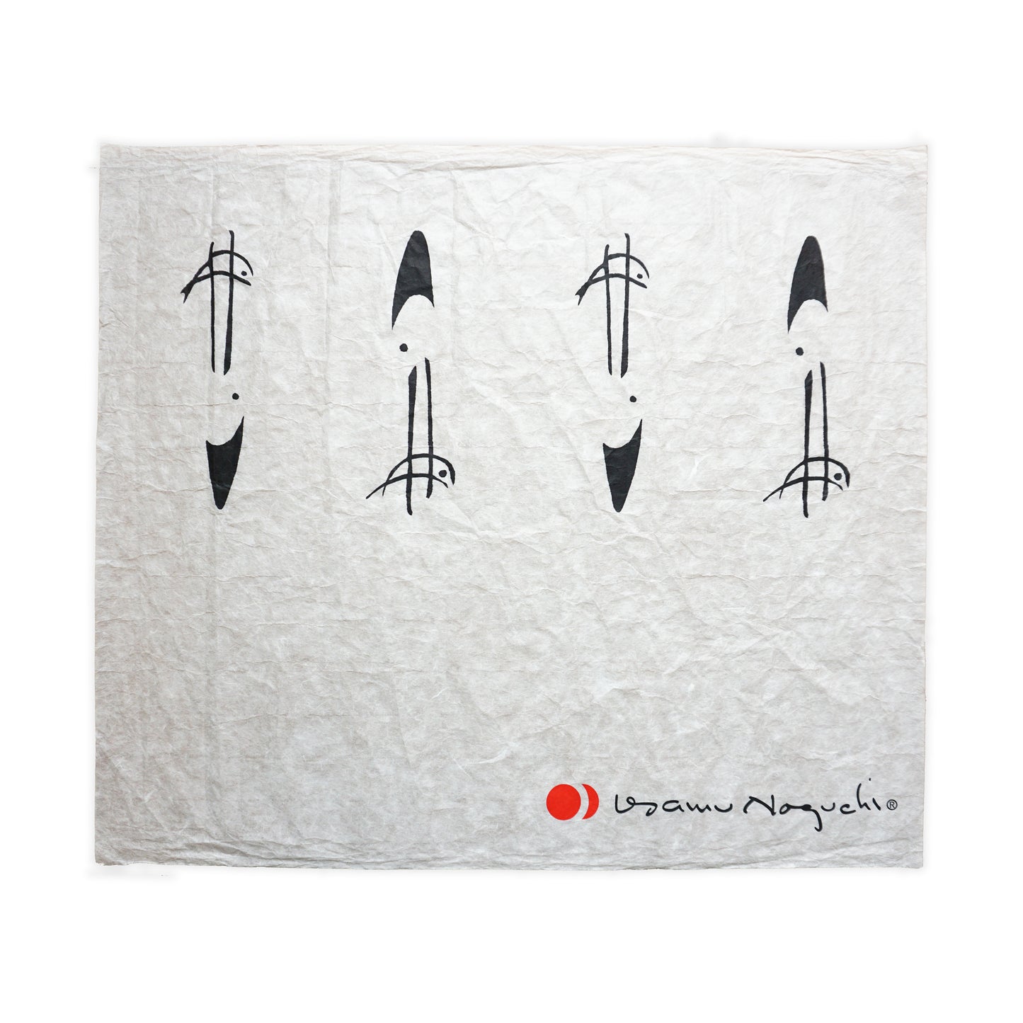 White washi paper with black abstract designs and a logo on a white background