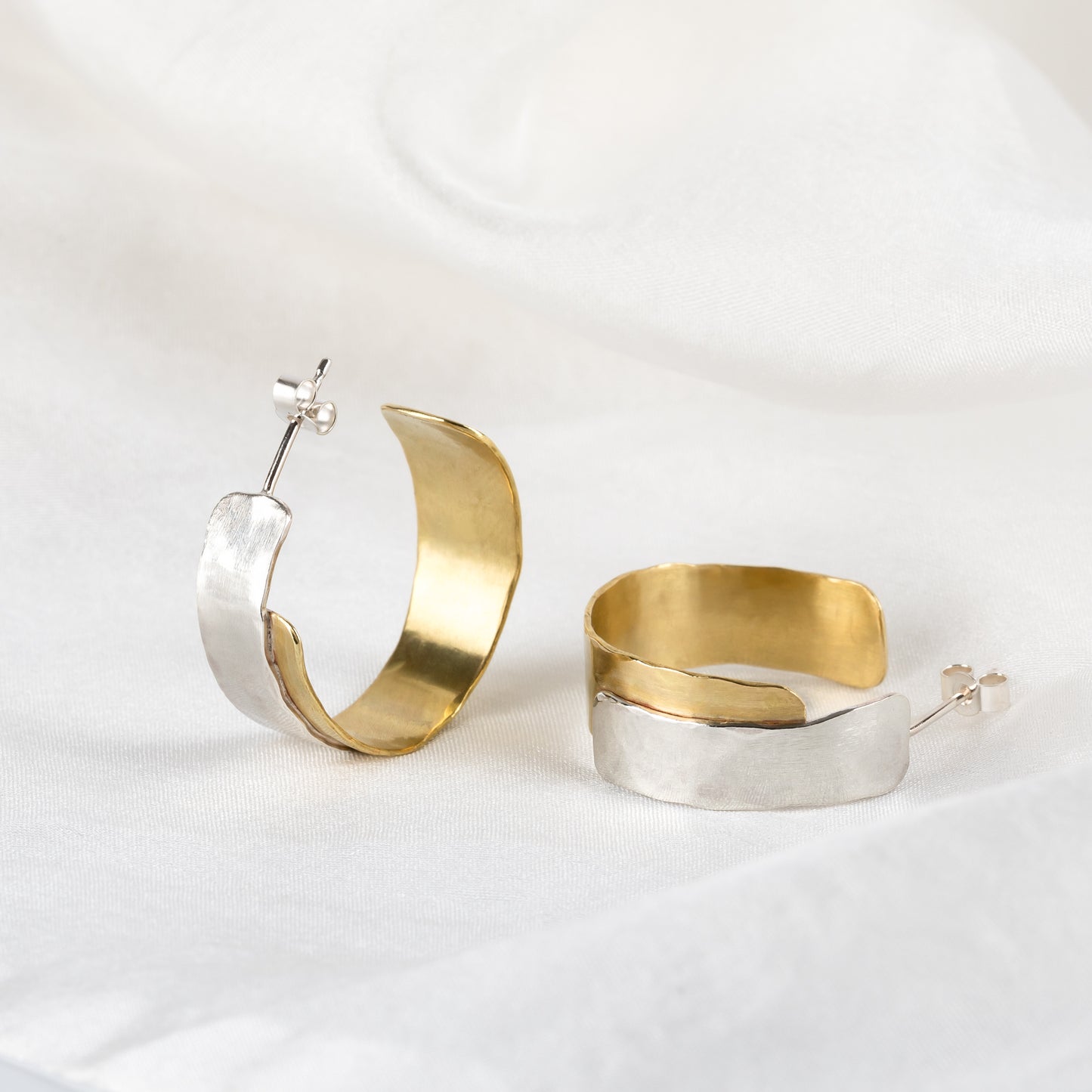 Juliet Barratt Silver and Brass Hoop Earrings