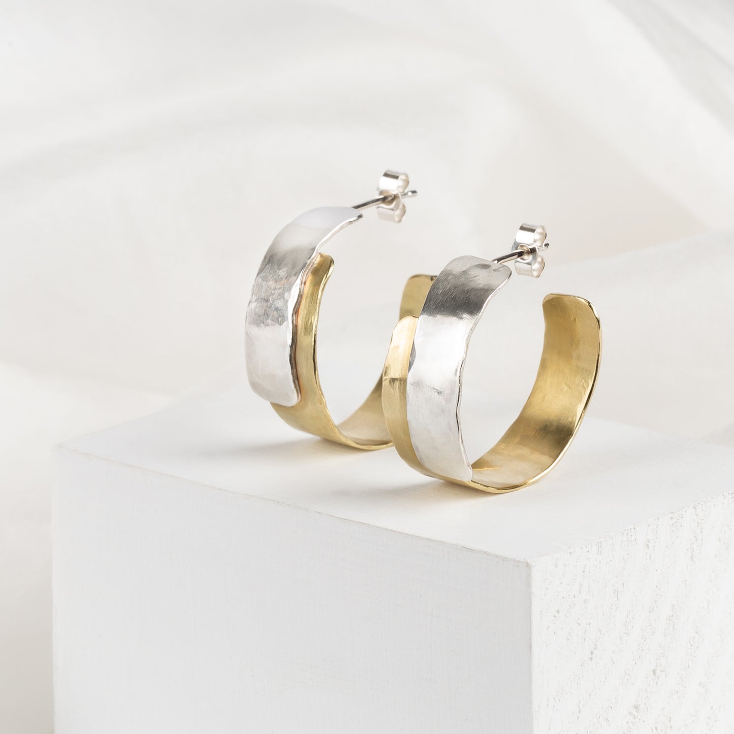 Juliet Barratt Silver and Brass Hoop Earrings