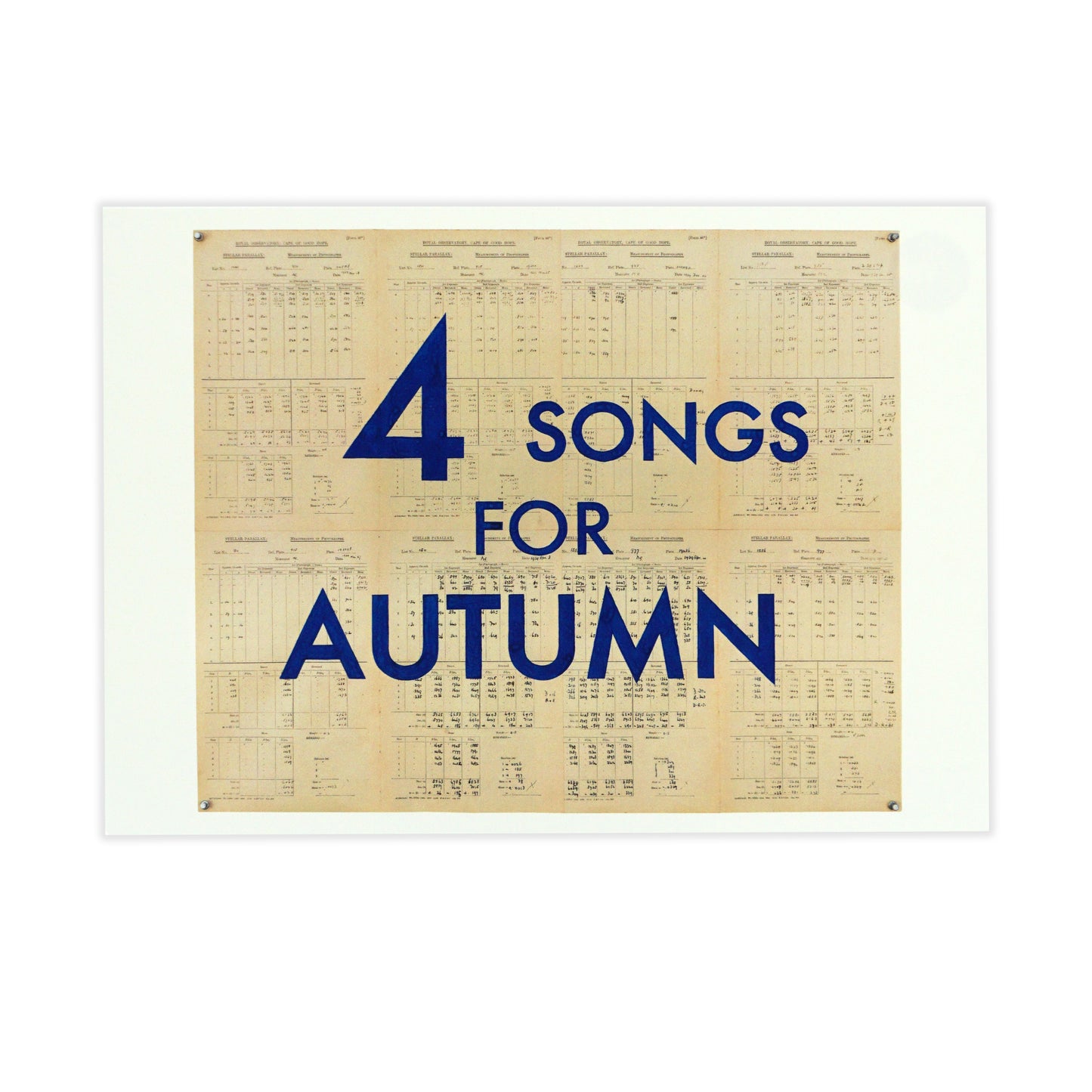 Single postcard with '4 Songs for Autumn' text on a white background