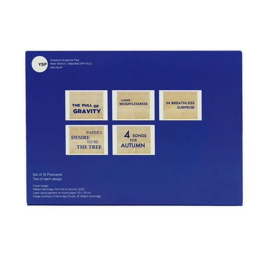 Blue box with beige labels on a white background