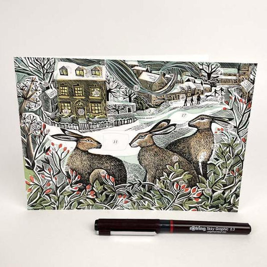 Art Angels We Three Hares Advent Card
