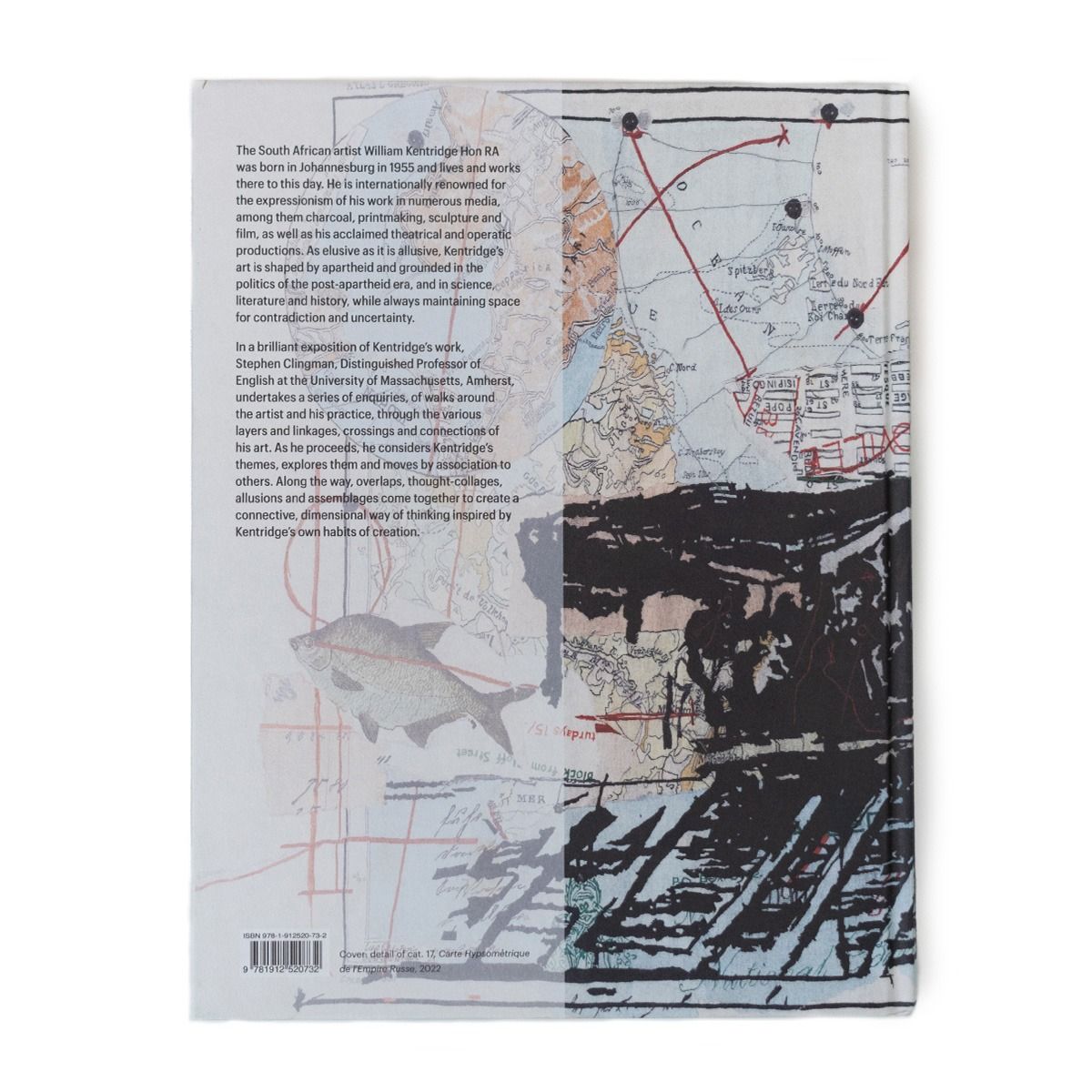The back of a rectangular book featuring a map background and black illustrations. The blurb is in the top left hand corner in small text.