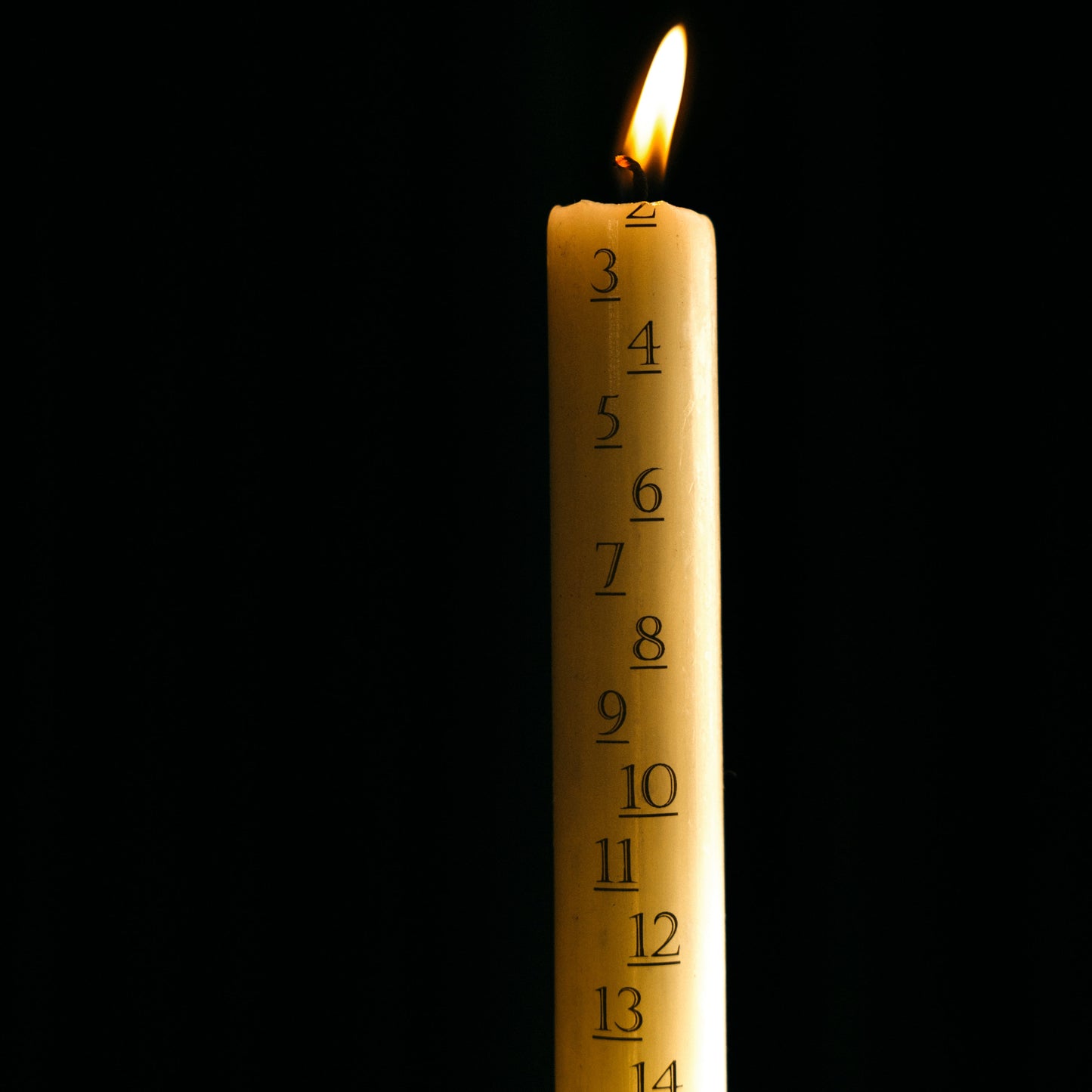Candle with numbers on a black background