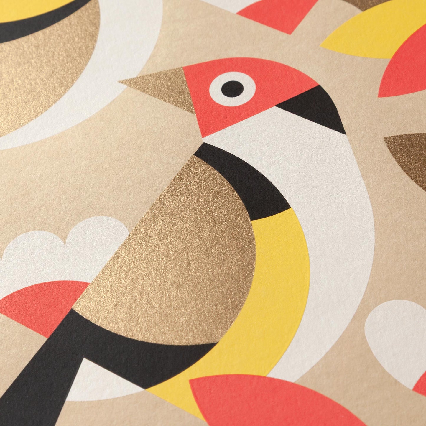 Colourful bird pattern on a beige background