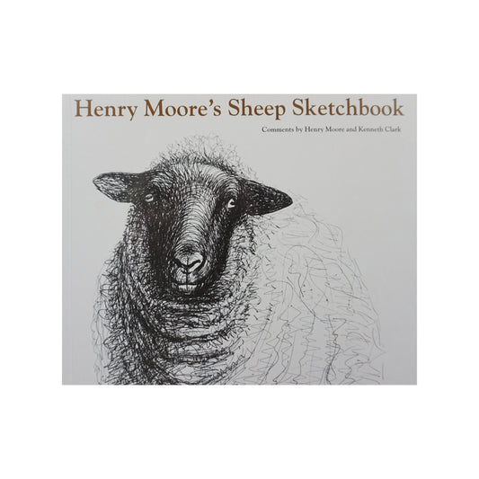 A book cover titled "Henry Moore's Sheep Sketchbook" featuring a detailed line drawing of a sheep. The sheep's wool is intricately illustrated, and the cover includes comments by Henry Moore and Kenneth Clark.
