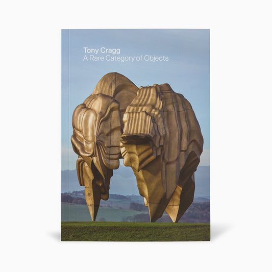 A book cover featuring a large, abstract sculpture resembling a natural formation, set against a cloudy sky. The title "Tony Cragg: A Rare Category of Objects" is displayed in the top left corner, with the author's name prominently featured.
