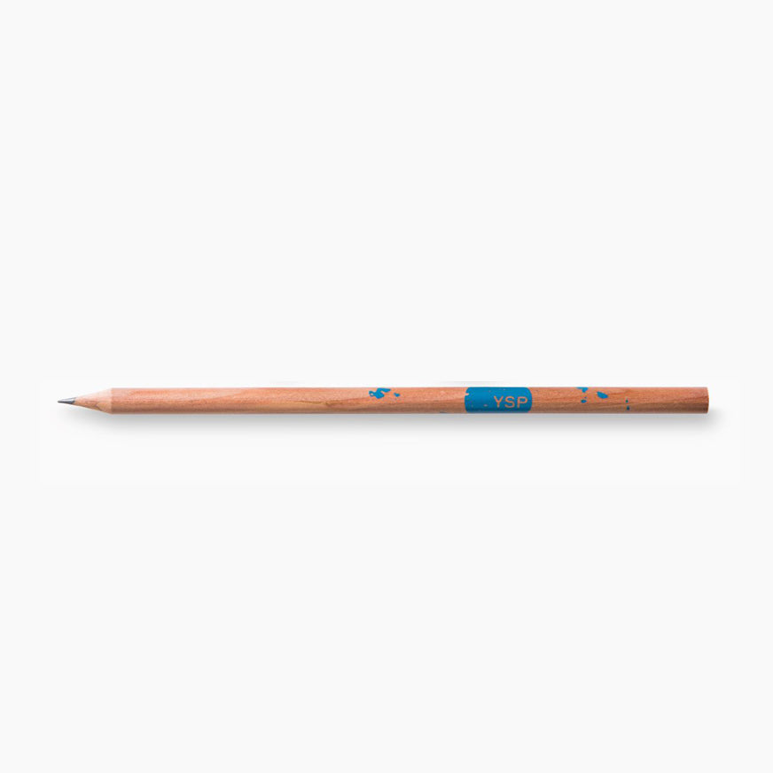 A wooden pencil with a sharpened tip, featuring a blue label that reads "YSP." The pencil is set against a plain white background.