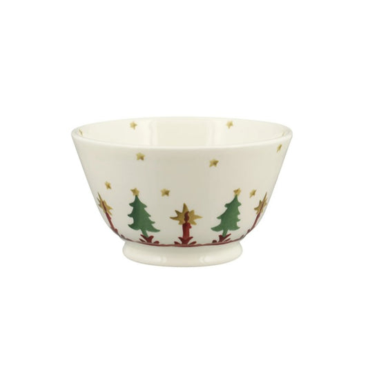 Decorative ceramic bowl with Christmas tree design on a white background