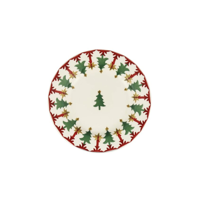 Decorative plate with Christmas tree design on a white background