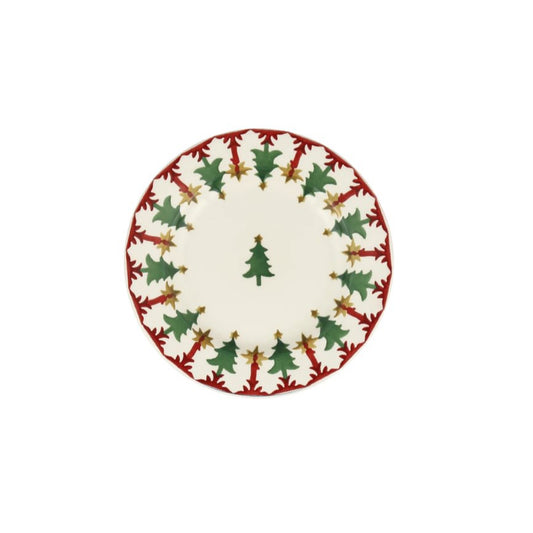 Decorative plate with Christmas tree design on a white background