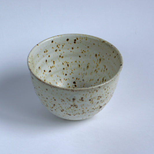 Burnt Crust Pottery: White Speckle Rice Bowl