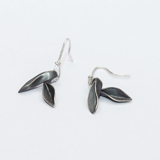 Daisy Lee Jewels: Silver & Oxidise Single Floret Hook Earrings