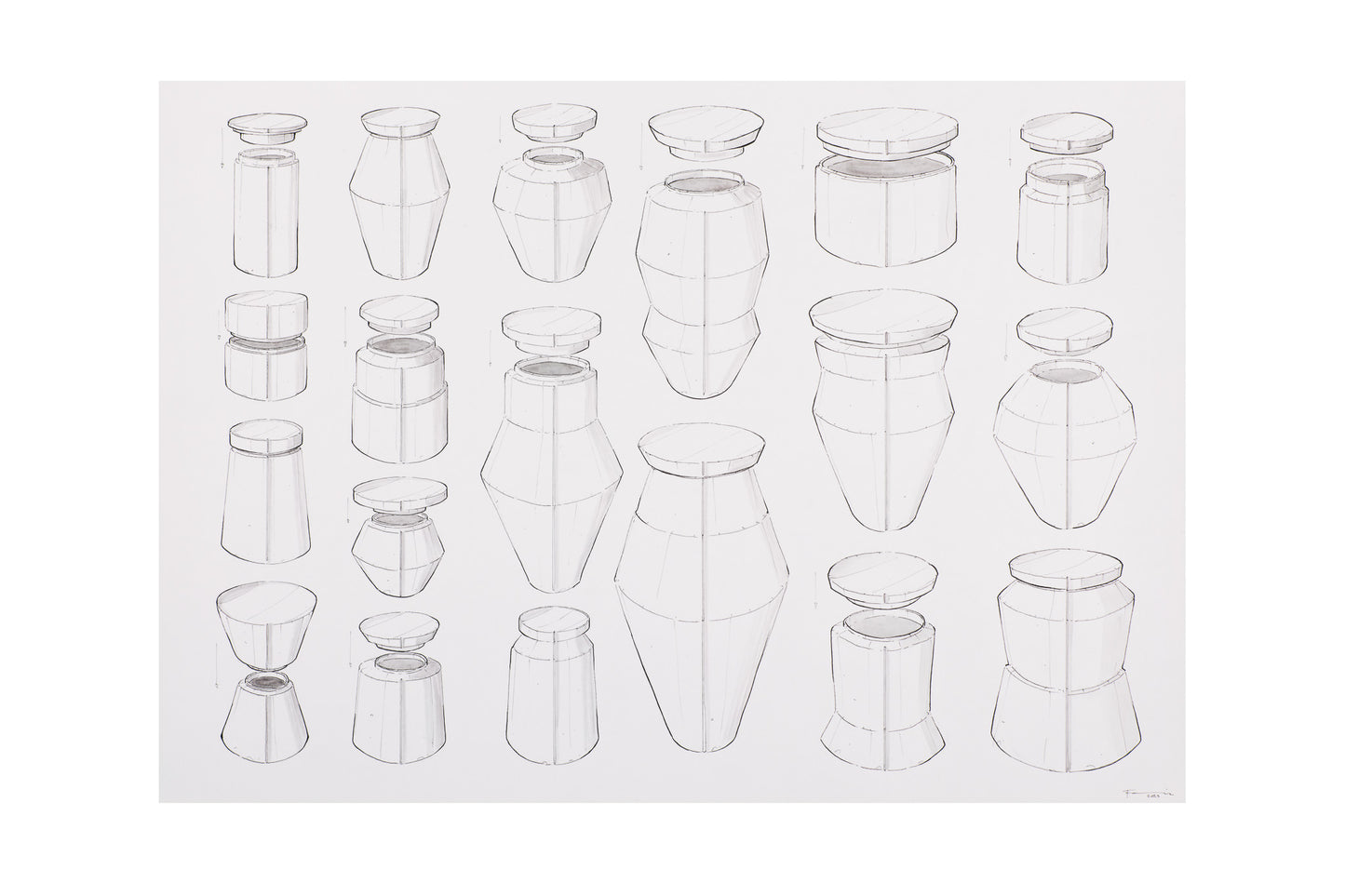 Florian Gadsby: Urns, Lids and Lines Original Drawing
