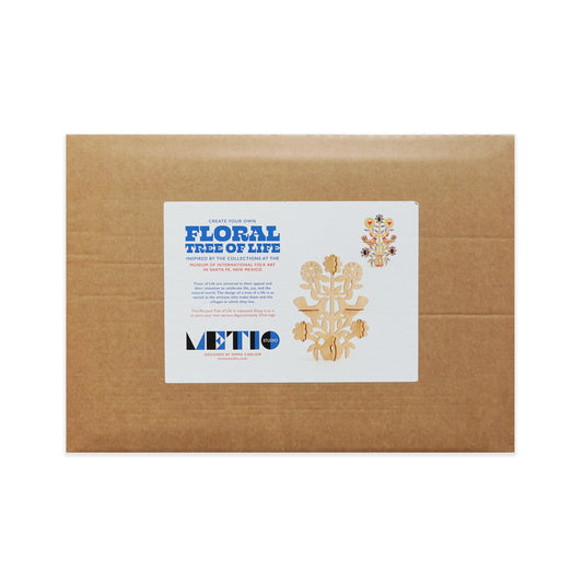 Brown rectangular cardboard envelope with a 'Floral Tree of Life' label on a white background.