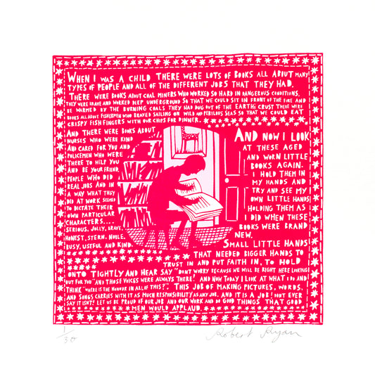 Red and white text and illustration on a white background