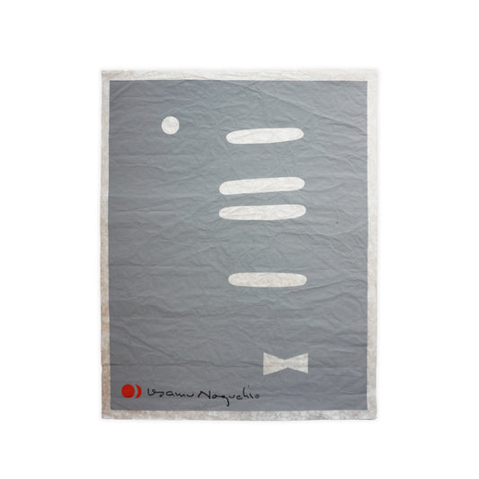 White washi paper with white and grey abstract patterns and a brand logo on a white background