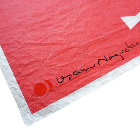 Red washi paper with 'Isamu Noguchi' branding on a white background
