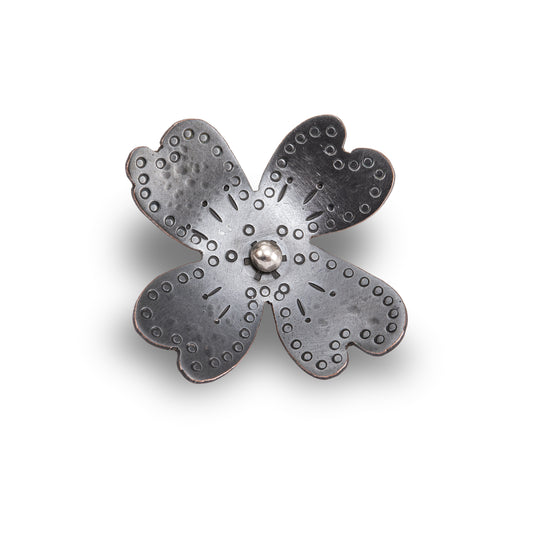 Josephine Gomersall: Oxidise and Sterling Silver Flower Petal Brooch