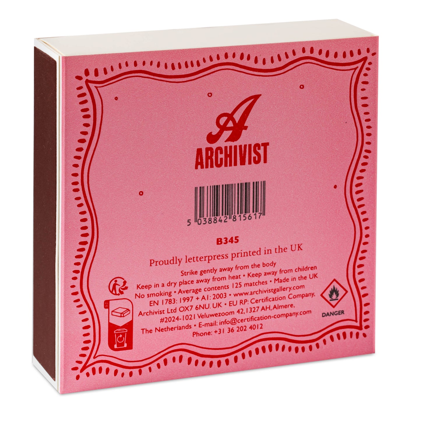 Pink box with red text and 'Archivist' branding on a white background