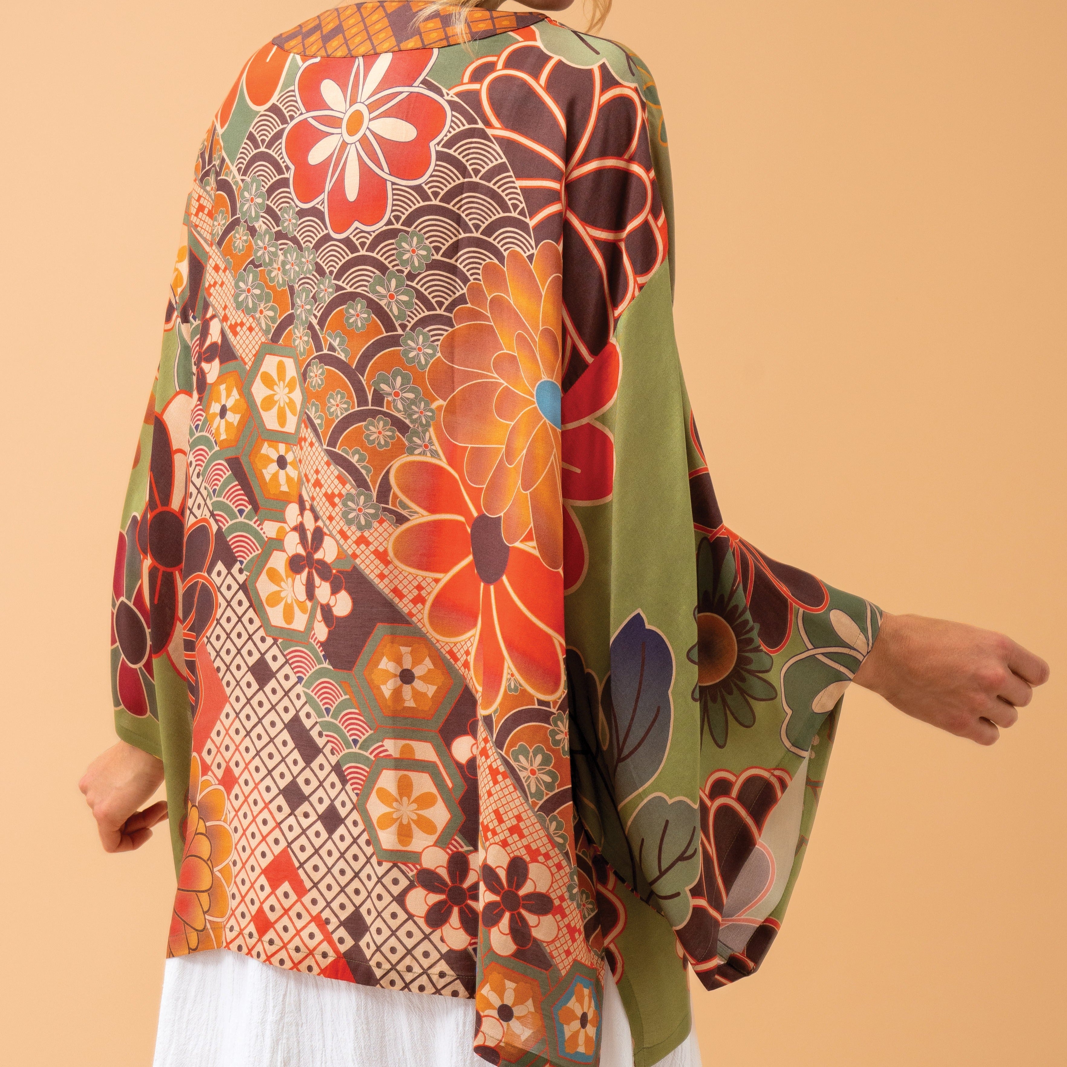 Short silk kimono on sale jacket