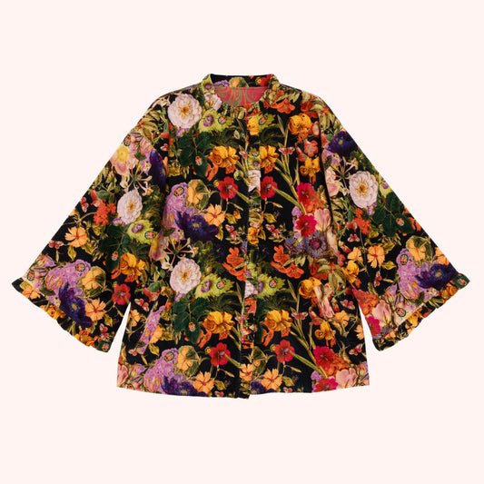 Floral patterned jacket on a white background