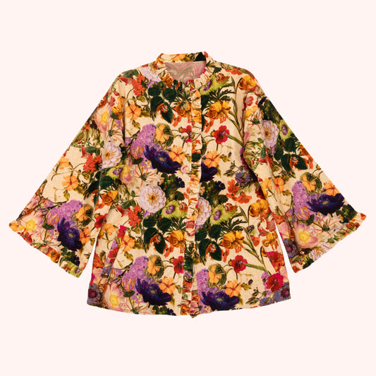 Floral patterned jacket on a white background