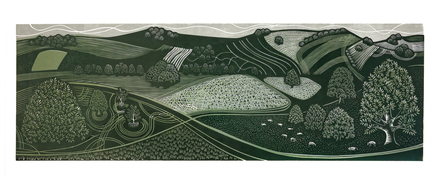 Sarah Kirby: A Walk in the Park Linocut Print