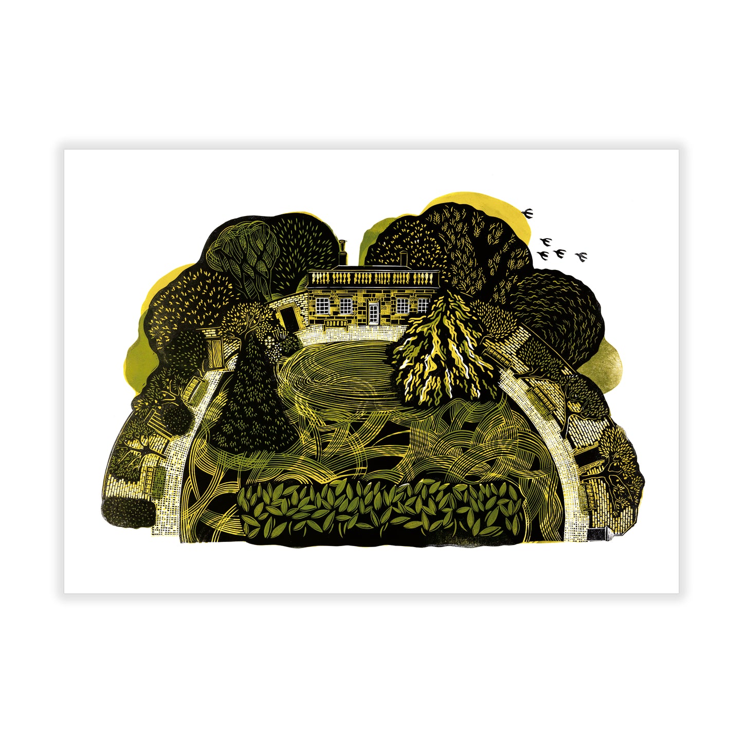 Sarah Kirby: Bothy Garden Linocut Print