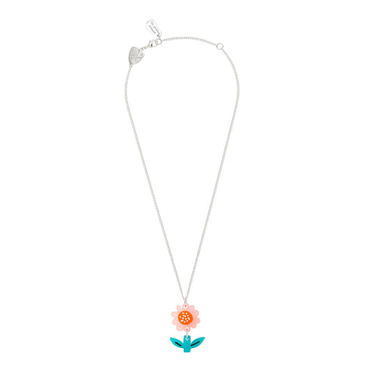 Necklace with a floral pendant on a white background