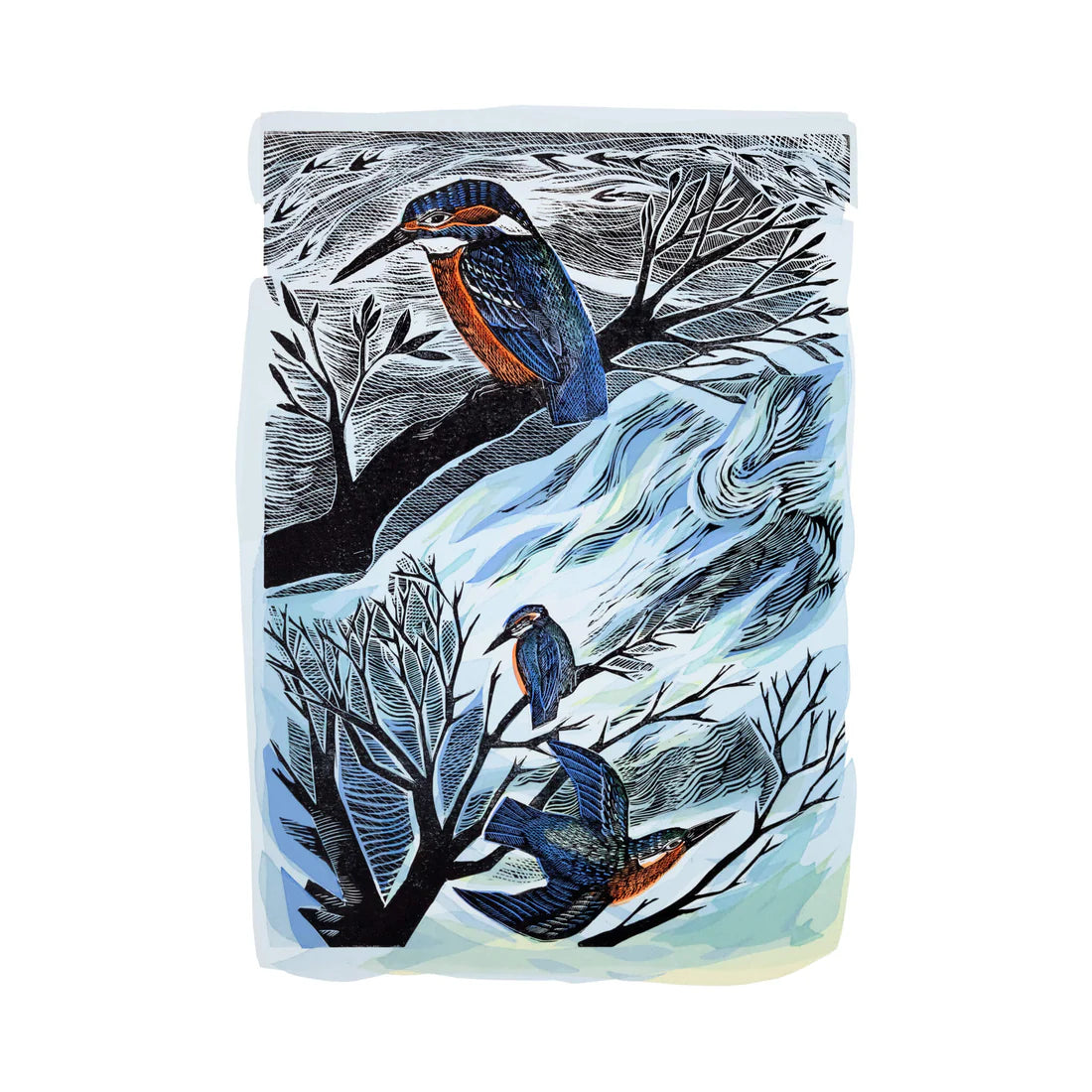 Angela Harding: Suffolk Kingfishers Tea Towel