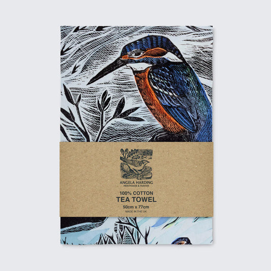 Angela Harding: Suffolk Kingfishers Tea Towel