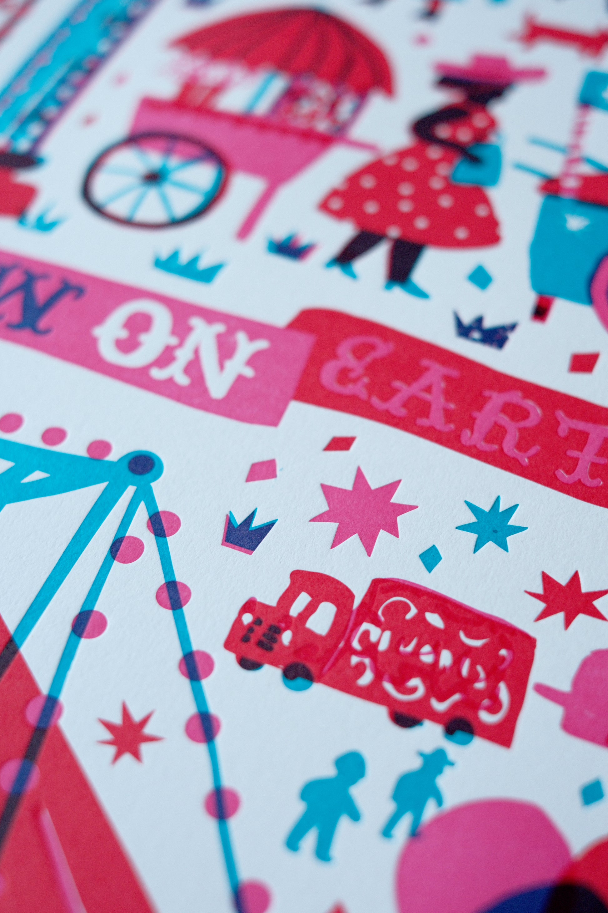 A vibrant circus poster featuring a striped tent, carousel, and various circus performers. The text reads "Greatest Show on Earth" and "Roll Up! Roll Up! Circus" in bold, colourful letters, surrounded by balloons and festive decorations.