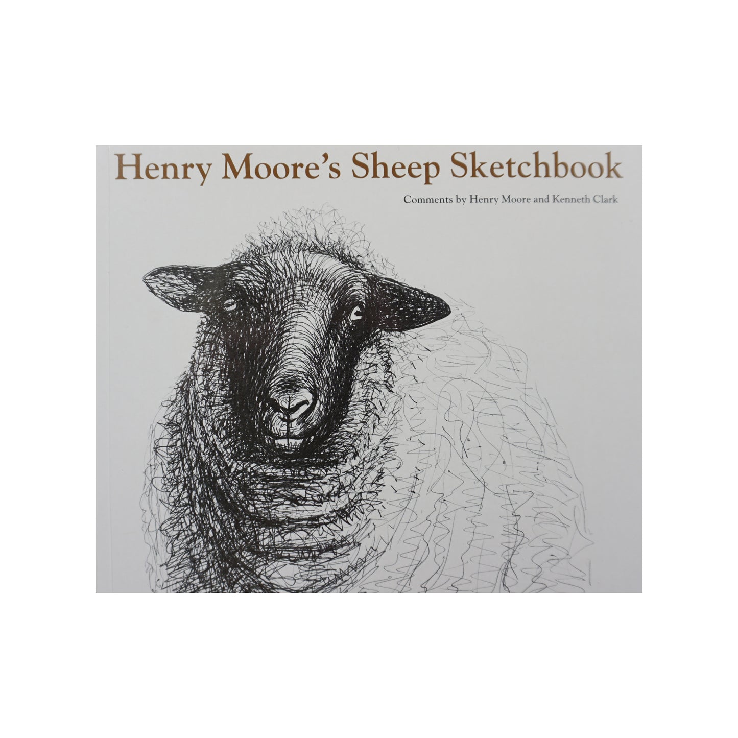 A book cover titled "Henry Moore's Sheep Sketchbook" featuring a detailed line drawing of a sheep. The sheep's wool is intricately illustrated, and the cover includes comments by Henry Moore and Kenneth Clark.