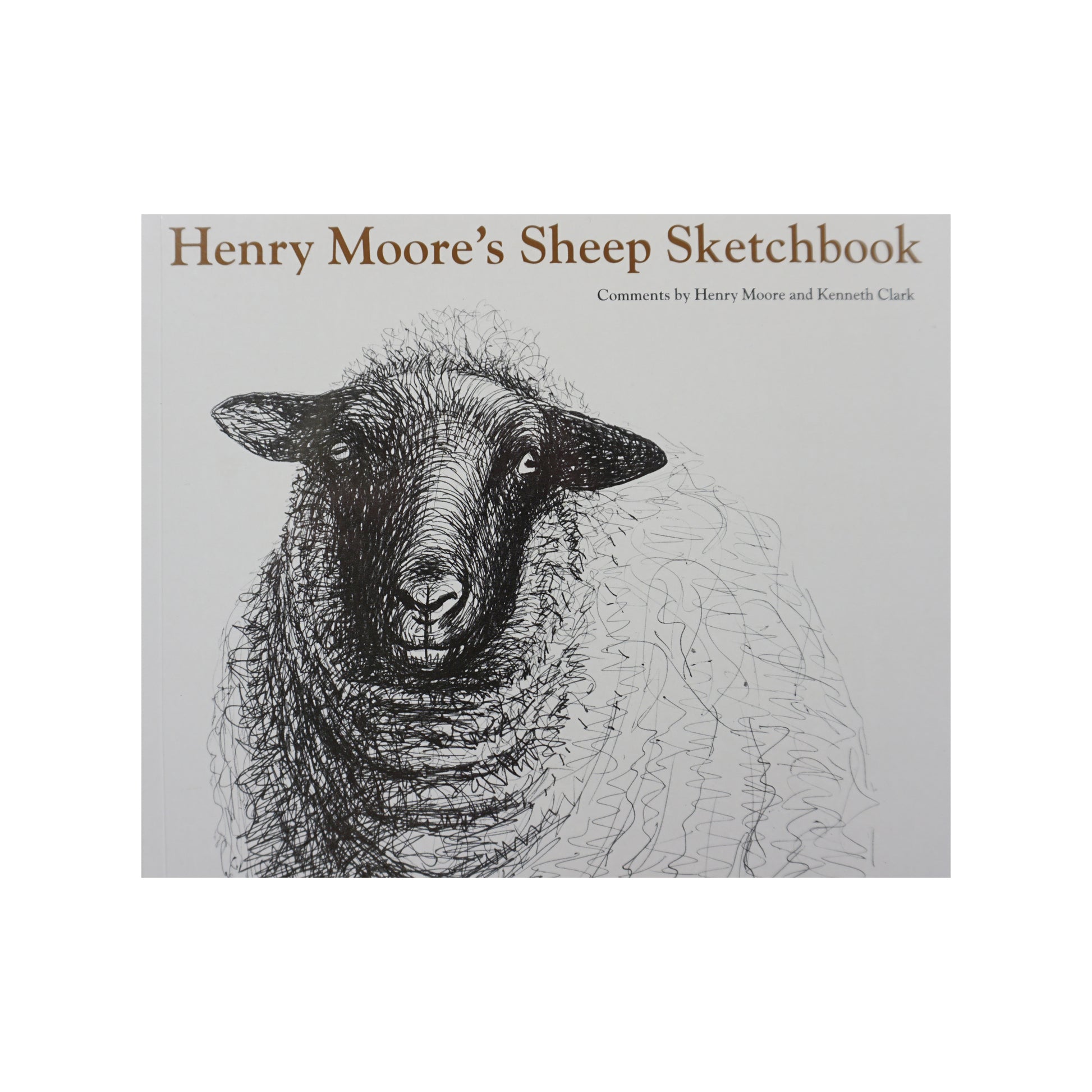 A book cover titled "Henry Moore's Sheep Sketchbook" featuring a detailed line drawing of a sheep. The sheep's wool is intricately illustrated, and the cover includes comments by Henry Moore and Kenneth Clark.